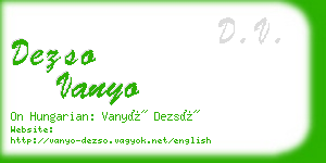 dezso vanyo business card